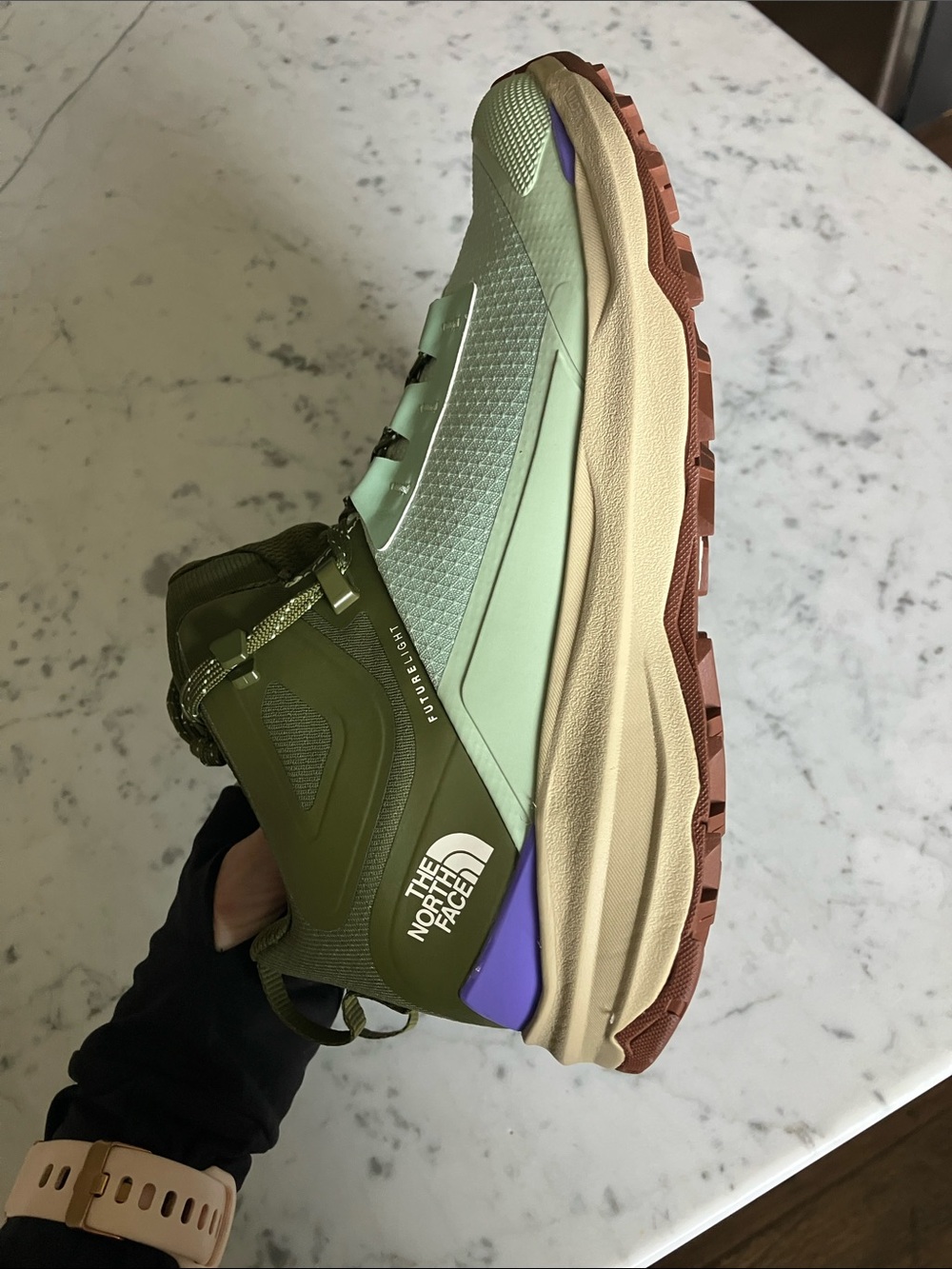 The North Face Women's Mint Green and Olive Lace-Up Trail Boots